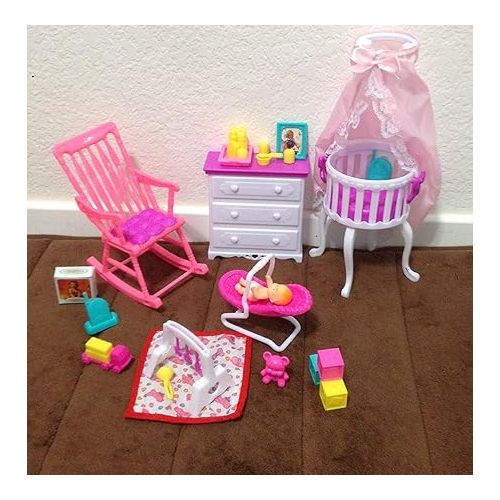  Gloria Dollhouse Furniture - Baby Home Nursery Playset