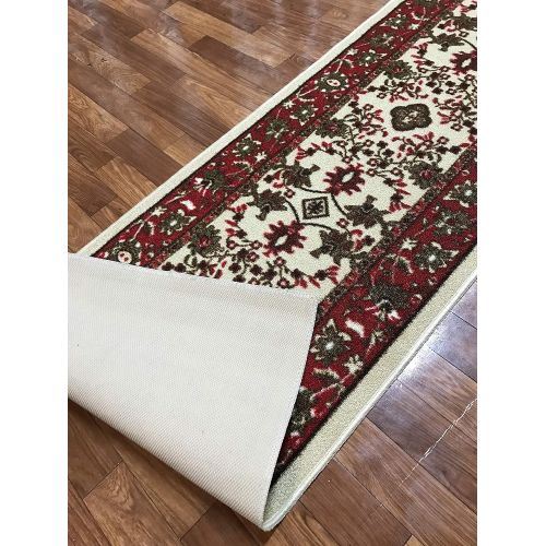  Gloria Kitchen Mat Low Profile Non Slip Skid Resistant Anti Bacterial Thin Kitchen Rug (2x5, 2714-RED)