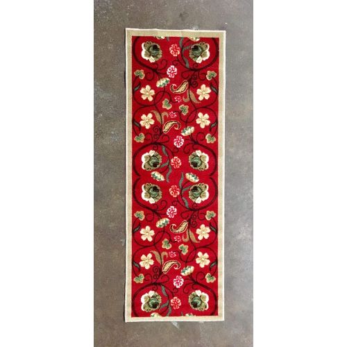  Gloria Kitchen Mat Low Profile Non Slip Skid Resistant Anti Bacterial Thin Kitchen Rug (2x5, 2712-RED)