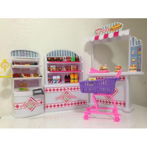  Gloria Dollhouse Furniture - Supermarket Shopping Cart Veggie Playset