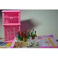gloria Dollhouse Furniture: Wine Cabinet Liquor Bottles and Glasses