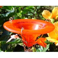 GloriasGlassGarden BIRD and BUTTERFLY FEEDER, Retirement Gift, Orange stained glass, Garden Art, Outdoor Decor, Copper Art, Glass Garden