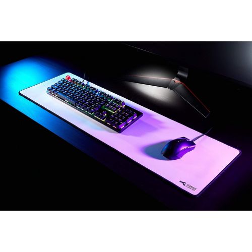  Glorious PC Gaming Race Glorious Large Extended White Gaming Mouse Pad / Mat - Long Cloth Mousepad, Stitched Edges 36x11 (GW-E)