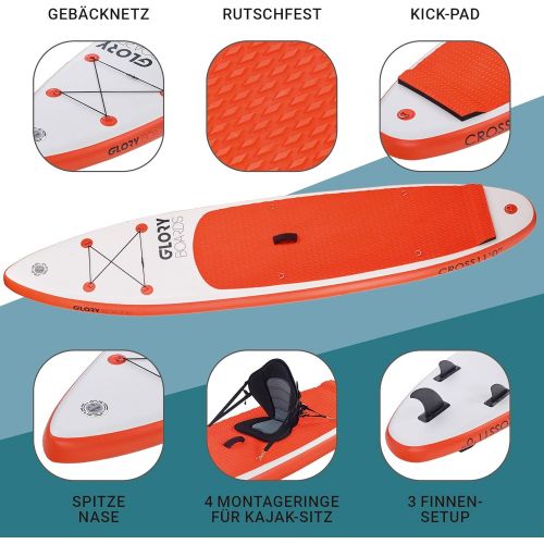  Glory Boards // Trip 12’0’’ Stand up Paddle SUP Board Set in Premium Qualitaet  schnelles Touringboard  Stabil und Robust  aufblasbares SUP bis 180kg belastbar  Masse 365x76x15cm