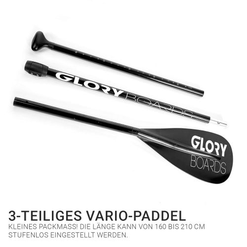  Glory Boards Stand up Paddling Board aufblasbar in Premium Qualitaet  Inflatable SUP bis 150kg Tragkraft - komplettes SUP Set inkl. Paddel, Pumpe, Rucksack - leichtes Stand up Paddle Board  St