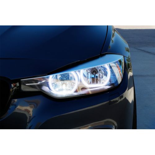  Glossy iJDMTOY Xenon White DTM Style Square Horseshoe LED Halo Rings w/Acrylic Covers For BMW F30 3 Series Halogen Headlights Angel Eye Retrofit