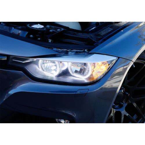  Glossy iJDMTOY Xenon White DTM Style Square Horseshoe LED Halo Rings w/Acrylic Covers For BMW F30 3 Series Halogen Headlights Angel Eye Retrofit