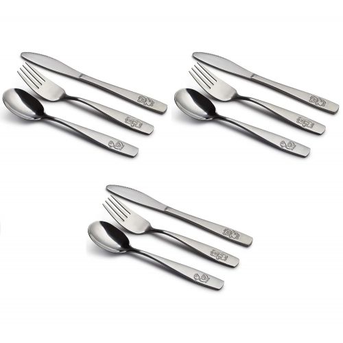  [아마존베스트]GlossyEnd 9 Piece Stainless Steel Kids Cutlery, Child and Toddler Safe Flatware, Kids Silverware, Kids Utensil Set...