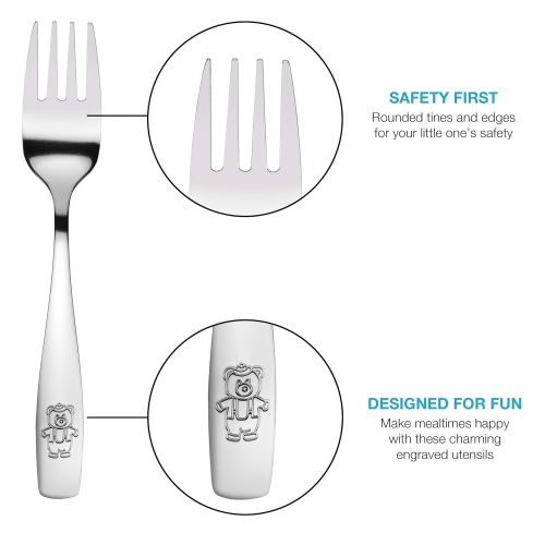  [아마존베스트]GlossyEnd 24 Piece Stainless Steel Kids Cutlery, Child and Toddler Safe Flatware, Kids Silverware, Kids Utensil Set...