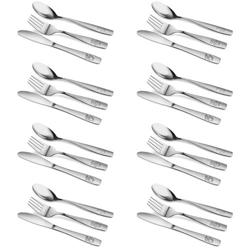  [아마존베스트]GlossyEnd 24 Piece Stainless Steel Kids Cutlery, Child and Toddler Safe Flatware, Kids Silverware, Kids Utensil Set...