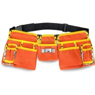 [아마존베스트]GlossyEnd 11 Pocket Orange 600D Polyester Construction Kids Tool Belt, Work Apron Great for Pretended Play Role, with Adjustable Poly Web Belt Quick Release Buckle