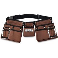 GlossyEnd 11 Pocket Brown 600D Polyester Kids Tool Belt, Work Apron Great for Pretended Play Role, with Adjustable Poly Web Belt Quick Release Buckle