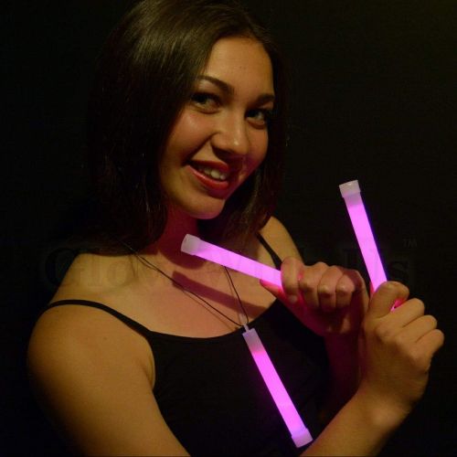  Glow With Us Glow Sticks Bulk Wholesale, 100 6” Industrial Grade Pink Light Sticks, Bright Color, Glow 12-14 Hrs, Safety Glow Stick with 3-year Shelf Life, GlowWithUs Brand