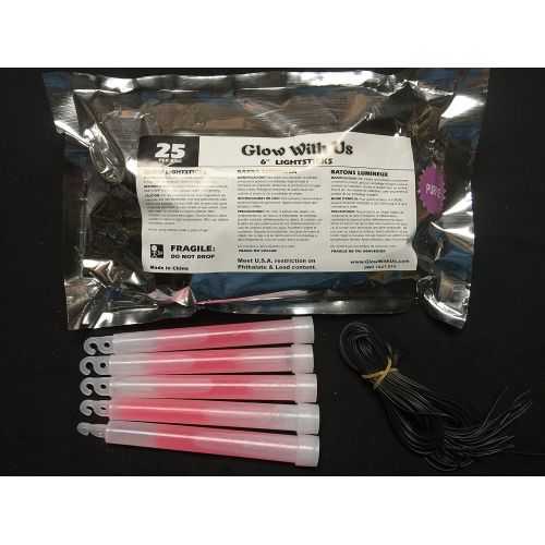  Glow With Us Glow Sticks Bulk Wholesale, 100 6” Industrial Grade Pink Light Sticks, Bright Color, Glow 12-14 Hrs, Safety Glow Stick with 3-year Shelf Life, GlowWithUs Brand