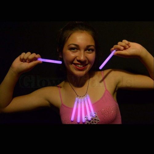  Glow With Us Glow Sticks Bulk Wholesale, 100 4” Pink Glow Stick Light Sticks+100 FREE Glow Bracelets! Bright Color, Kids love them! Glow 8-12 Hrs, 2-year Shelf Life, Sturdy Packagi