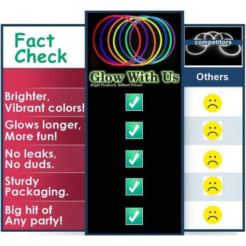  Glow With Us Glow Sticks Bulk Wholesale, 100 4” Orange Glow Stick Light Sticks+100 FREE Glow Bracelets! Bright Color, Kids love them! Glow 8-12 Hrs, 2-year Shelf Life, Sturdy Packa