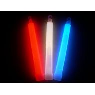Glow With Us Glow Sticks Bulk Wholesale, 75 6” Industrial Grade Light Sticks, Bright RedWhiteBlue Patriotic Colors, Glow 12-14 Hrs, Glow Stick with 3-year Shelf Life, GlowWithUs Brand