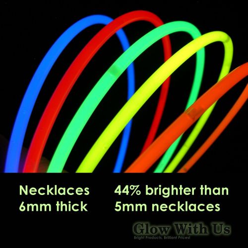  Glow With Us 200 Glow Sticks Bulk Wholesale Necklaces, 22” Glow Stick Necklaces+200 FREE Glow Bracelets! Bright Colors Glow 8-12 Hr, Connector Pre-attached(handy), Glow-in-the-dark Party Suppli