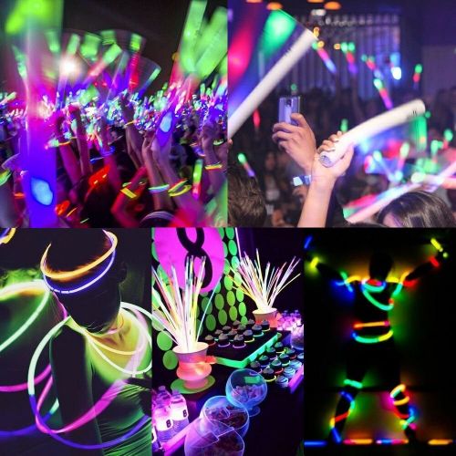  Glow With Us 200 Glow Sticks Bulk Wholesale Necklaces, 22” Glow Stick Necklaces+200 FREE Glow Bracelets! Bright Colors Glow 8-12 Hr, Connector Pre-attached(handy), Glow-in-the-dark Party Suppli