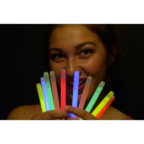  Glow With Us Glow Sticks Bulk Wholesale, 100 4” Blue Glow Stick Light Sticks+100 FREE Glow Bracelets! Bright Color, Kids love them! Glow 8-12 Hrs, 2-year Shelf Life, Sturdy Packagi