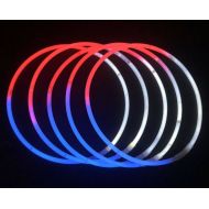 Glow With Us Glow Sticks Bulk Wholesale Necklaces, 100 22” Red-White-Blue Glow Stick Necklaces+100 FREE Assorted Glow Bracelets! Bright Colors, Glow 8-12 Hrs, Connector Pre-attached, Sturdy Pac