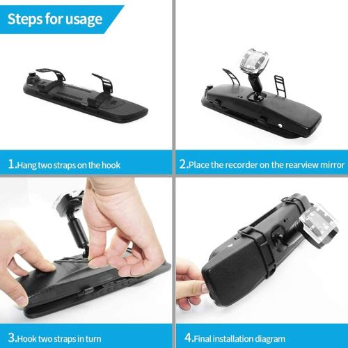  [아마존베스트]MILsEnse Straps for Toguard Mirror Dash Cam, Vantop Dashcam and Other Mirror Dash Cam, Rubber Belt Strong Elasticity Easy to Install (6 Pack)