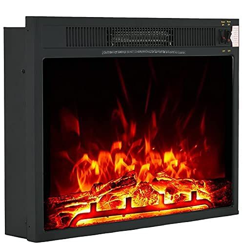  Glumes Electric Fireplace Stove [US Stock] Freestanding Fireplace Heater with Realistic Flame,Portable Infrared Indoor Stove Heater with Thermostat & Overheating Safety System,23 1500W (B