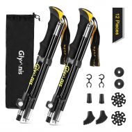 Glymnis Collapsible Hiking Poles Trekking Poles Lightweight Walking Poles Sticks with Tungsten Tips Quick Flip Lock 7075 Aluminum 2 Pack