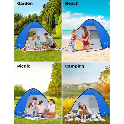  Glymnis Pop Up Beach Tent Instant Portable Sun Shade Shelter 3-4 Persons UPF 50+ with Extendable Floor Zipper Door Automatic Easy Up Tent