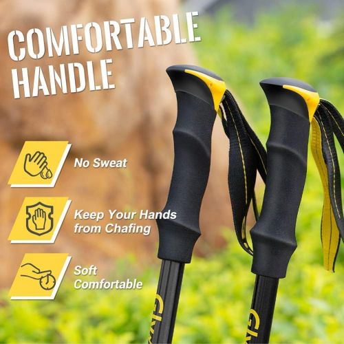  Glymnis Collapsible Hiking Poles Trekking Poles Lightweight Walking Poles Sticks with Tungsten Tips Quick Flip Lock 7075 Aluminum 2 Pack