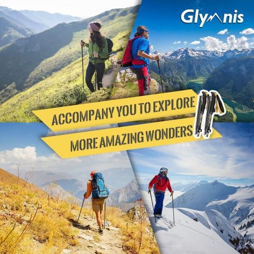  Glymnis Collapsible Hiking Poles Trekking Poles Lightweight Walking Poles Sticks with Tungsten Tips Quick Flip Lock 7075 Aluminum 2 Pack