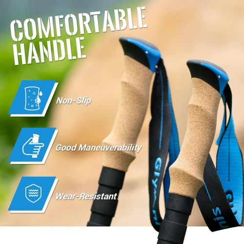  Glymnis Trekking Poles, Collapsible Hiking Poles Lightweight Aluminum 7075 Adjustable Walking Sticks with Quick Flip Lock Cork and EVA Handle 2 Pack