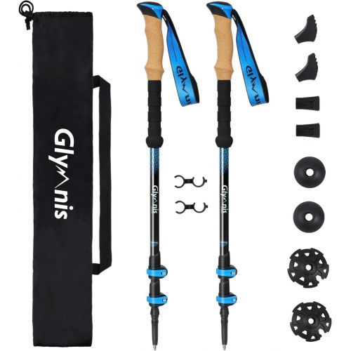  Glymnis Trekking Poles, Collapsible Hiking Poles Lightweight Aluminum 7075 Adjustable Walking Sticks with Quick Flip Lock Cork and EVA Handle 2 Pack