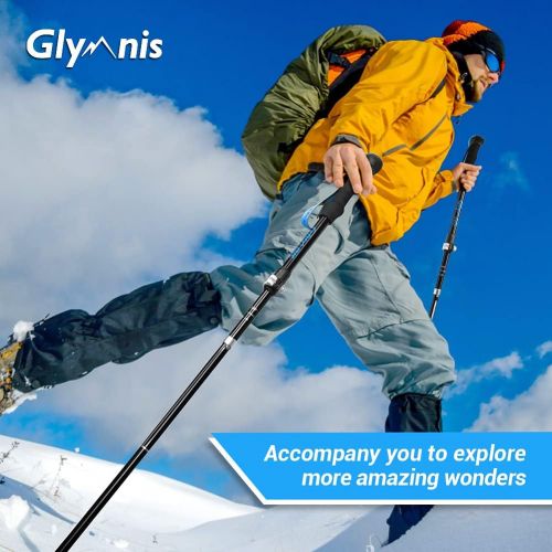  Glymnis Trekking Poles Collapsible Hiking Poles Lightweight Folding Walking Hiking Sticks Aluminum 7075 with Quick Lock for Hiking Camping Backpacking 2 Pack (43--51 in)