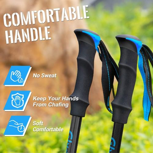  Glymnis Trekking Poles Collapsible Hiking Poles Lightweight Folding Walking Hiking Sticks Aluminum 7075 with Quick Lock for Hiking Camping Backpacking 2 Pack (43--51 in)