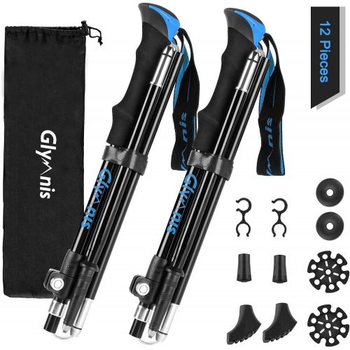  Glymnis Trekking Poles Collapsible Hiking Poles Lightweight Folding Walking Hiking Sticks Aluminum 7075 with Quick Lock for Hiking Camping Backpacking 2 Pack (43--51 in)