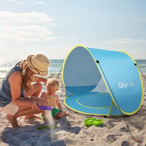  Glymnis Pop Up Baby Beach Tent Sun Shelter Portable Shade with Pool 50+ UPF UV Protection for Baby or Infant