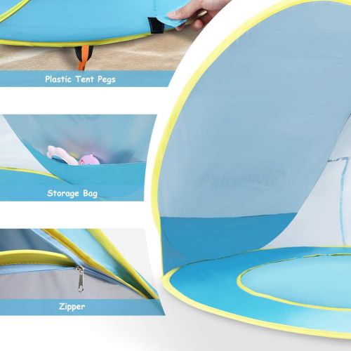  Glymnis Pop Up Baby Beach Tent Sun Shelter Portable Shade with Pool 50+ UPF UV Protection for Baby or Infant