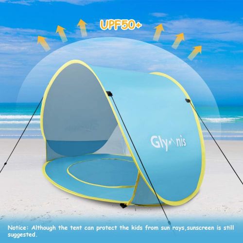  Glymnis Pop Up Baby Beach Tent Sun Shelter Portable Shade with Pool 50+ UPF UV Protection for Baby or Infant