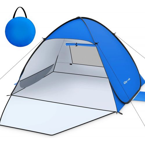  Glymnis Pop Up Beach Tent Instant Portable Sun Shade Shelter 3-4 Persons UPF 50+ with Extendable Floor Zipper Door Automatic Easy Up Tent