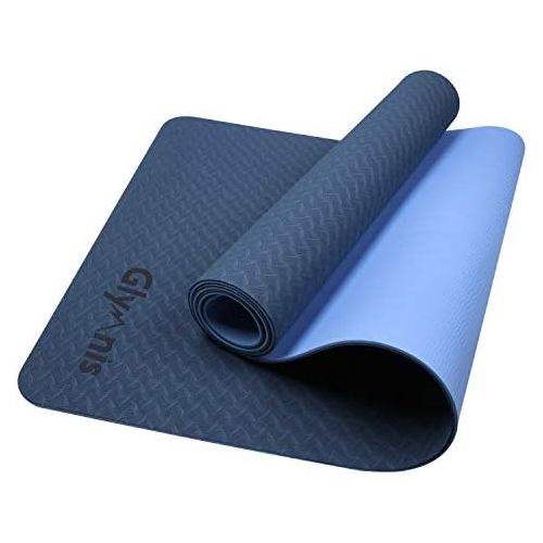  [아마존베스트]Glymnis Yoga Mat, Exercise Mat Made of TPE, Non-Slip Exercise Mat, Fitness Mat for Yoga Pilates Fitness, with Carry Strap and Cleaning Cloth, 183 cm x 61 cm x 0.6 cm