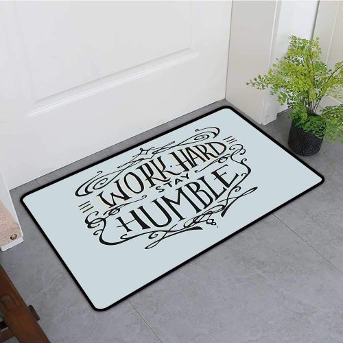  Gmnalahome gmnalahome Front Door Mat for Indoor Outdoor Entry Rug Hard Stay Humble Motivational Quote Lifestyle Theme Inspirational Display Light Blue Black Keep Your House Clean W23 x H15 IN