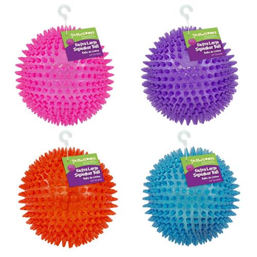  Gnawsome 4.5” Spiky Squeaker Ball Dog Toy - Extra Large, Cleans Teeth and Promotes Good Dental and Gum Health for Your Pet, Colors will vary