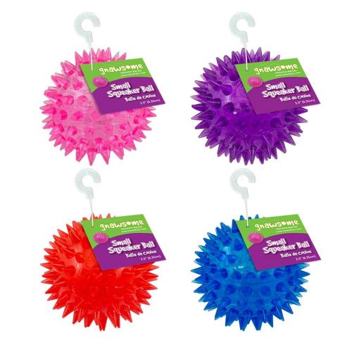  Gnawsome 2.5” Spiky Squeaker Ball Dog Toy - Small, Cleans teeth and Promotes Dental and Gum Health for Your Pet, Colors will vary