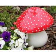 GnomeShacks Garden Ceramic MUSHROOM Statue Large RED AMANITA fly Fairy Garden Toadstool Gnomes red Poison only if ..eaten. pottery