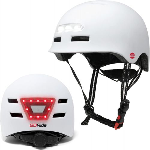  GoRide LED Bike Helmet, USB Rechargeable LED Lights & Adjustable Chin Strap for Men, Women, and Youth Helmets. Perfect for The Urban Commuter