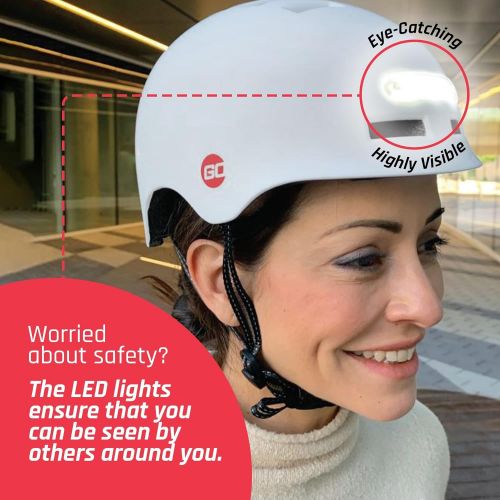 GoRide LED Bike Helmet, USB Rechargeable LED Lights & Adjustable Chin Strap for Men, Women, and Youth Helmets. Perfect for The Urban Commuter