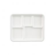 Go Green Go-Green Eco-Friendly 100% compostable, Sugarcane Fiber, Disposable 5-Compartment Tray, 100 Pack