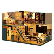Go Gu My Dream House DIY Loft Apartments Dollhouse Wooden Furniture LED Kit Christmas Birthday...