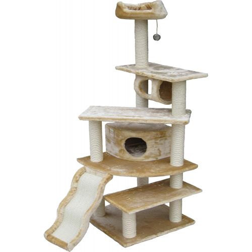  Go Pet Club Cat Tree Furniture 70 in. High - Squiggle - Brown